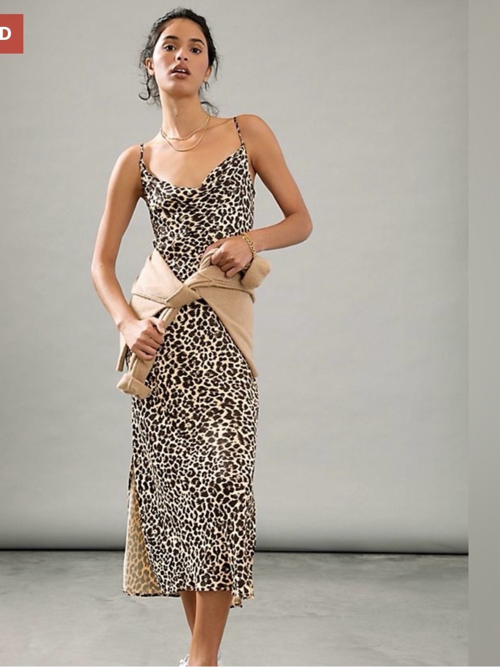 Anthropologie || The Elyse Slip Dress Animal Print Leopard Tan Brown XL